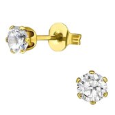 Aramat Jewels - Goudkleurige Oorstekers - Zirkonia - Transparant - Staal - Luxe Sieraden - 4mm - Elegante Accessoires - Dames - Prachtig Cadeau - Speciale Gelegenheden - kind