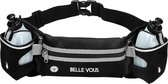 Belle Vous Adjustable Running Belt with 2 Water Bottles - 2 x 250ml/8.5oz Bottles & Reflective Waist Bag/Pouch for Phone - Waterproof Hydration Belt Holder for Marathon Running, Hiking and Fitness