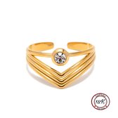 Soraro Zirkonia Ring | 18K Goldplated | 4-Delig | Goud | Elegante Ring | Dames Ring | Klemring | Vrouwen Cadeau | Cadeau voor Haar | Moederdag