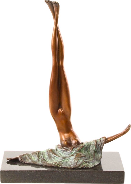 Camouflage - Art Deco Bronzen Beeld - Kunst Sculptuur op Marmer Voetplaat - Gesigneerd inclusief Bronsstempel - Vrouw - Hedendaagse Beeldende Kunst - 20x10x28