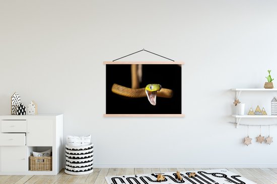 Support pour affiches avec affiche 150 x 100 cm - Affiche scolaire - Serpent - Animal - Zwart - Affiche textile - Lattes vierges
