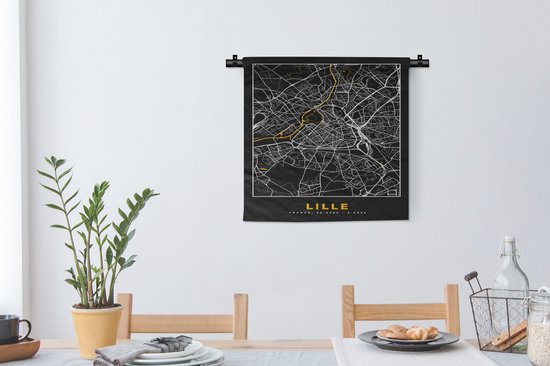 Tapisserie murale - Tissu mural - Lille - Plan - Plan de ville - France - Carte - 60x60 cm - Tapisserie murale