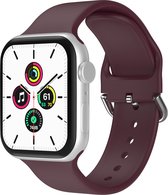 Bandje geschikt voor Apple Watch 38/40MM - Geschikt voor Series 1/2/3/4/5/6/7/8/9/SE - Maat S - Horlogebandje - Siliconen - Bordeaux Rood