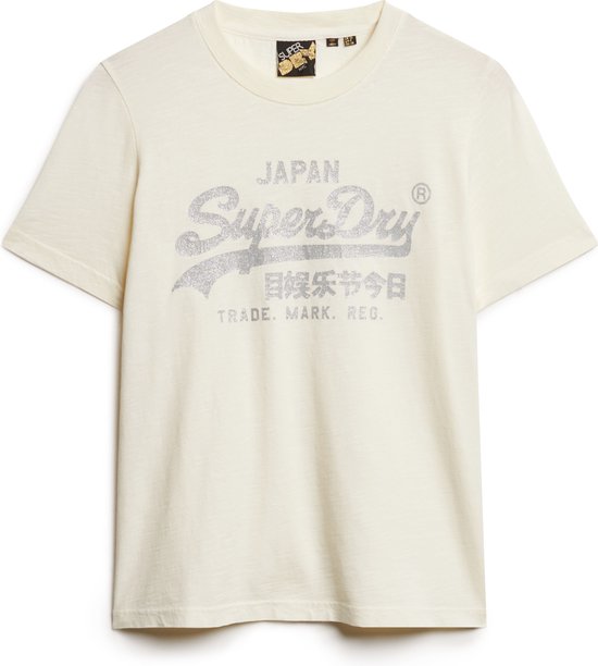 Superdry METALLIC VL RELAXED T SHIRT Dames - Wit - Maat S