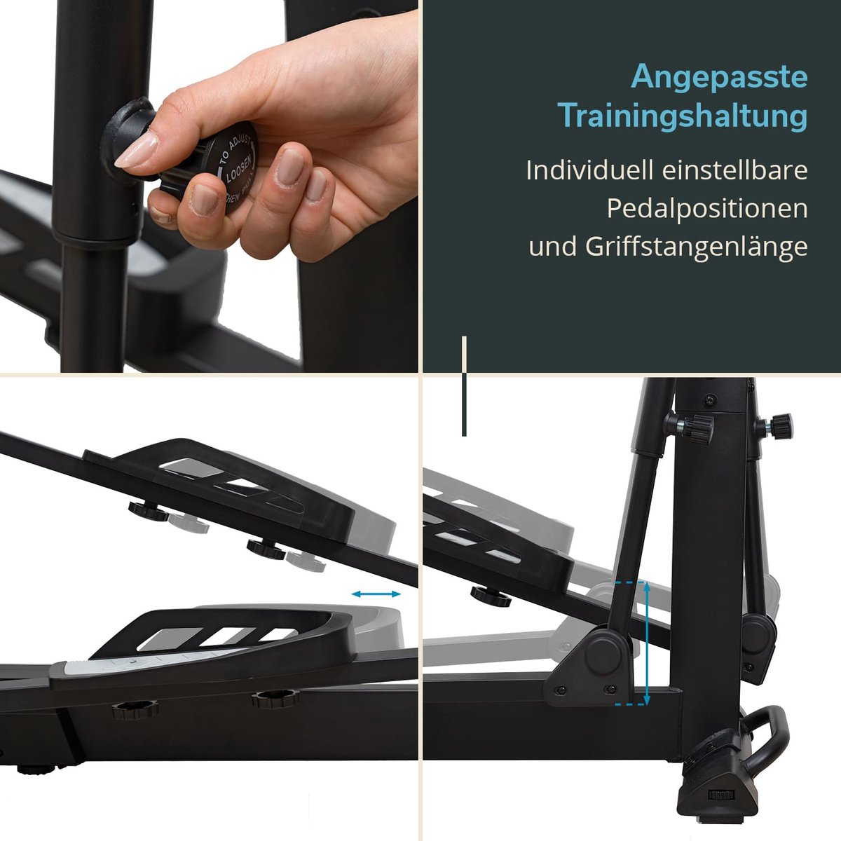 Afbeelding 3 van Skandika Carbon P20-R Crosstrainer SET – Crosstrainer - Crosstrainer (168.8l x 84b x 171.8h cm) + Mat (90 x 200 cm) - Elliptische trainer voor thuisgebruik, 23 programma's, app-compatibel, tot 135 kg, 16 weerstandsniveaus - Duurtraining - zwart