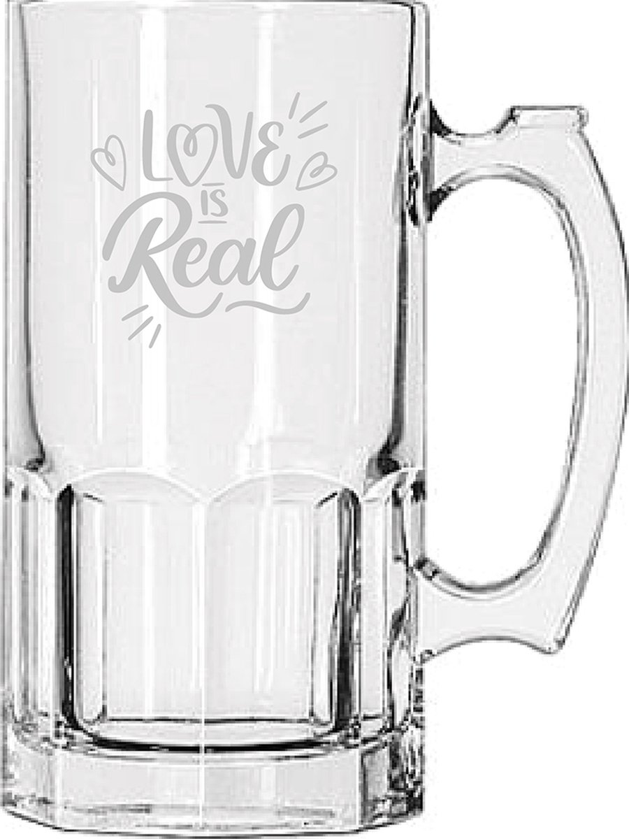 Gegraveerde Bierpul 1ltr Love is real - valentijnsdag - valentijn