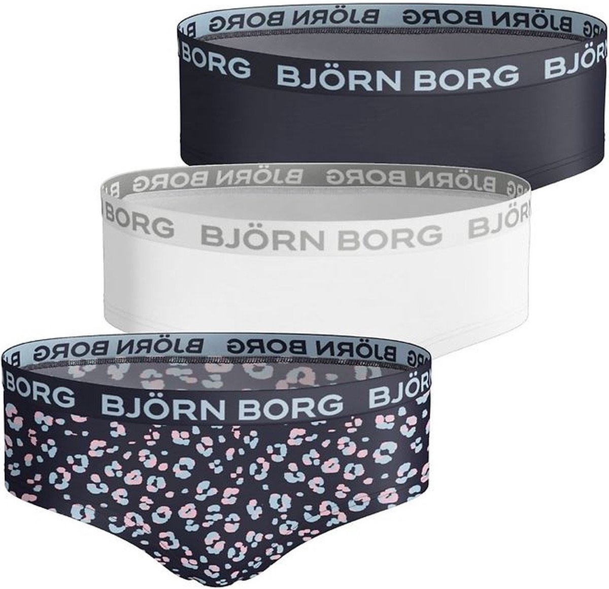 Björn Borg - Meisjes - Animal Print Hipster 3-Pack - Blauw/Multicolour/Wit/Zwart - Maat 158-164
