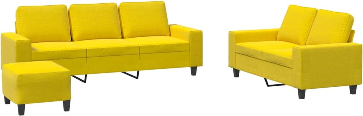 vidaXL - 3-delige - Loungeset - stof - lichtgeel