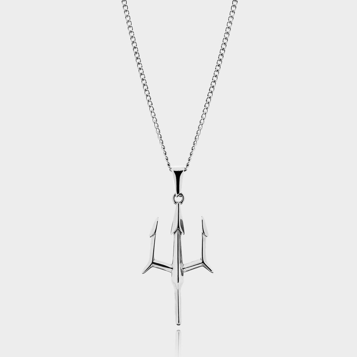 Trident Spear Drietand Hanger Ketting - Zilveren Trident Spear Pendant Ketting - 50 cm lang - Ketting Heren met Hanger - Griekse Mythen - Olympus Jewelry