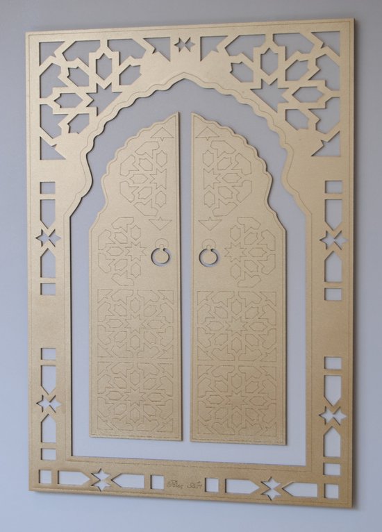 Exclusive - Oosterse deur wandpaneel - unieke wanddecoratie - 60 x 40 cm