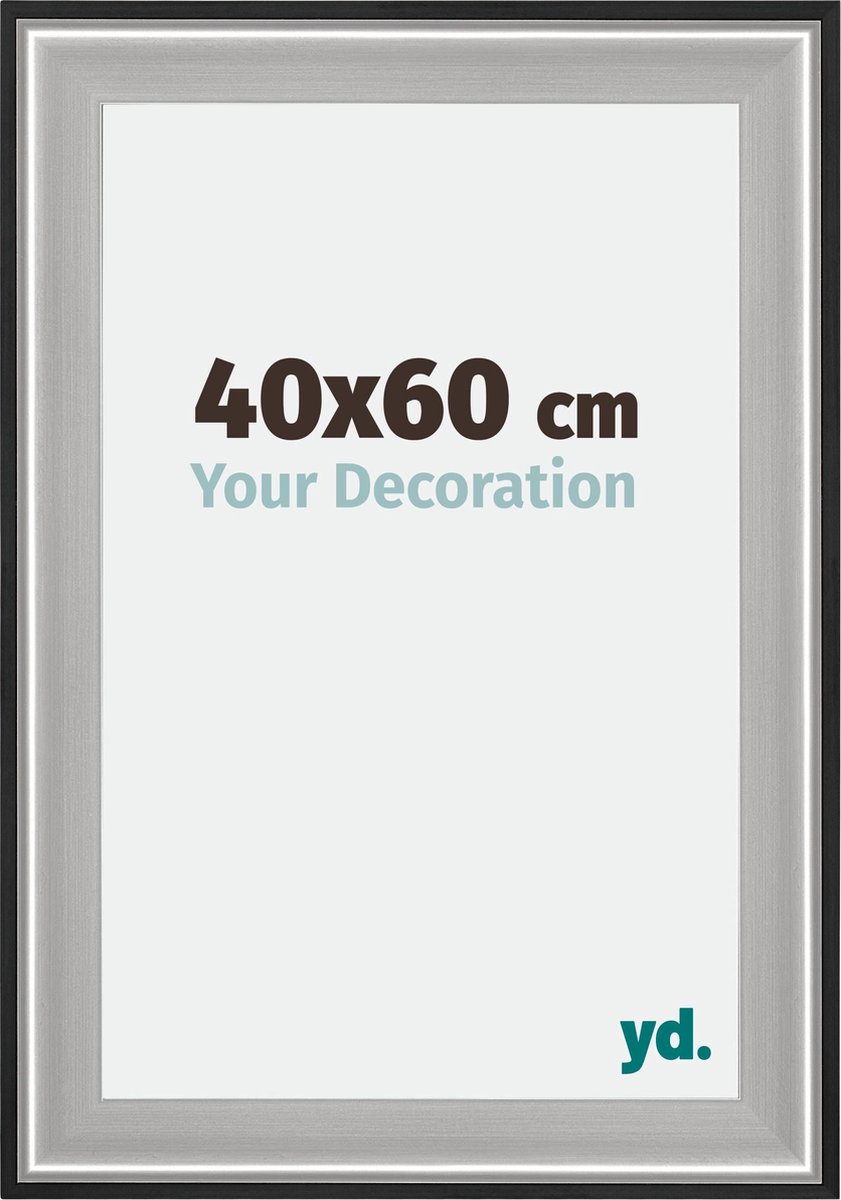 yd. Your Decoration - Fotolijst 40x60 cm - Hout - Zwart Zilver Gepolijst - Birmingham