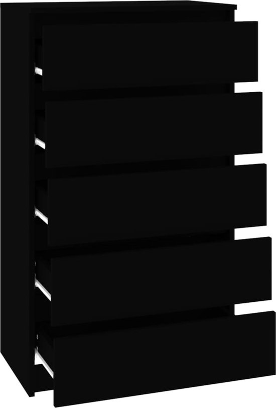 vidaXL Ladekast 5-lades - 60x36x103 - zwart - Commode