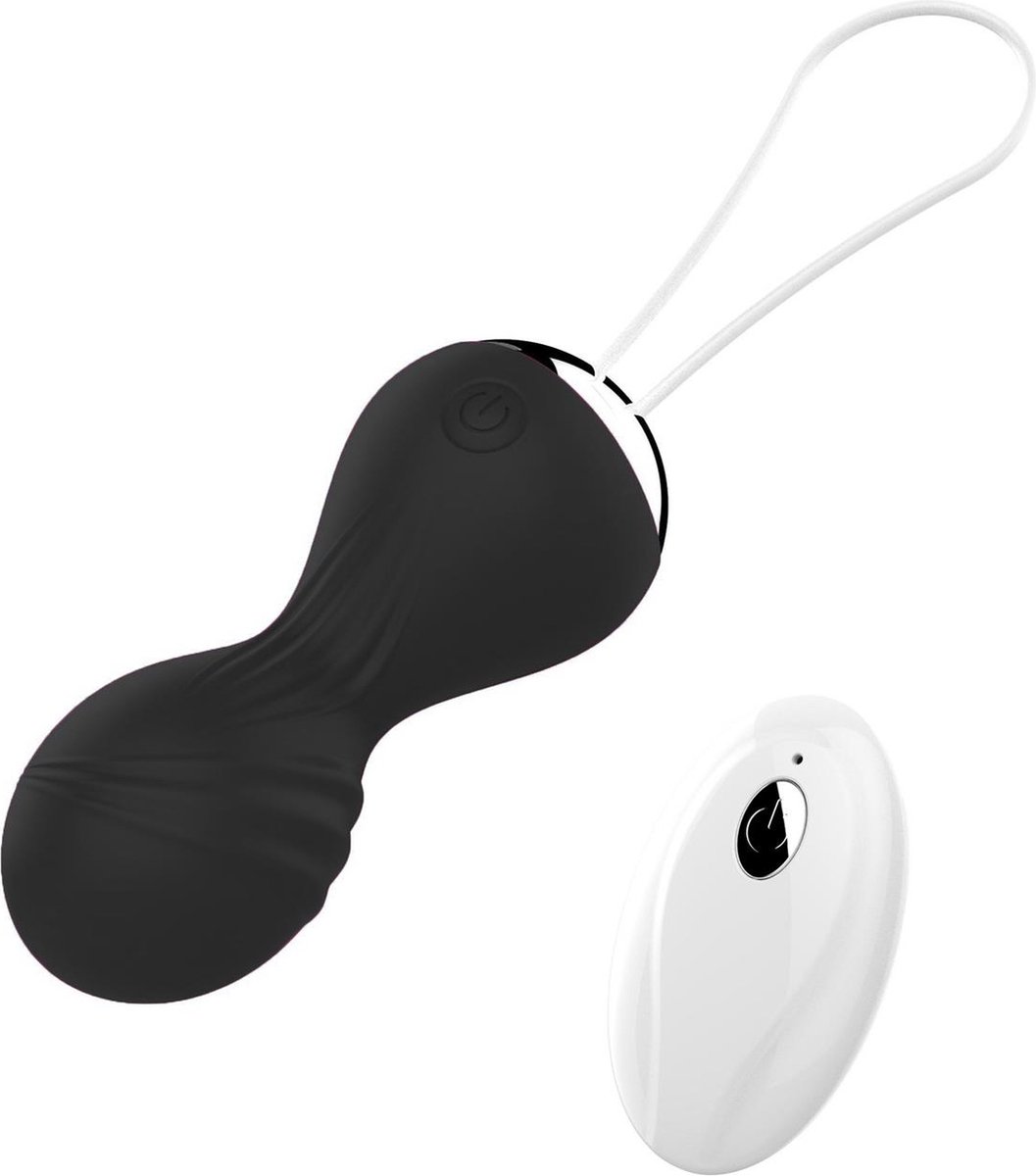 Goedkoopste Bossoftoys Vibrating Silicone Kegel Balls USB 10 Function / Remote control -Black