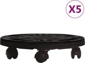 vidaXL - Plantentrolleys - met - wielen - 5 - st - 170 - kg - diameter - 30 - cm - zwart