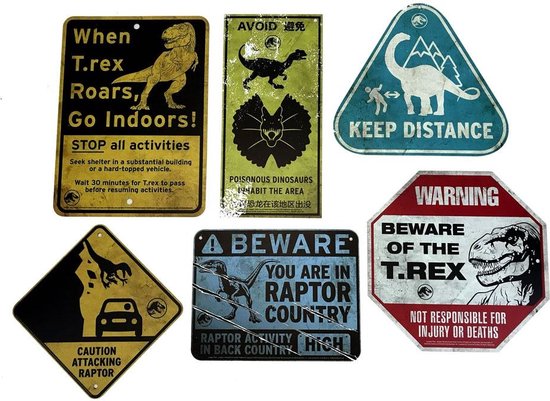 Jurassic World Mini Replica Warning Signs