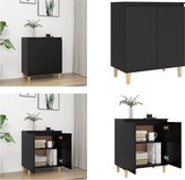 vidaXL Dressoir met massief houten poten 60x35x70 cm spaanplaat zwart - Dressoir - Dressoirs - Sideboard - Sideboards