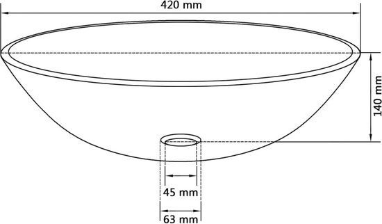 Wasbak 40x14,5 cm rond keramiek wit Wasbak 40x14,5 cm rond keramiek wit