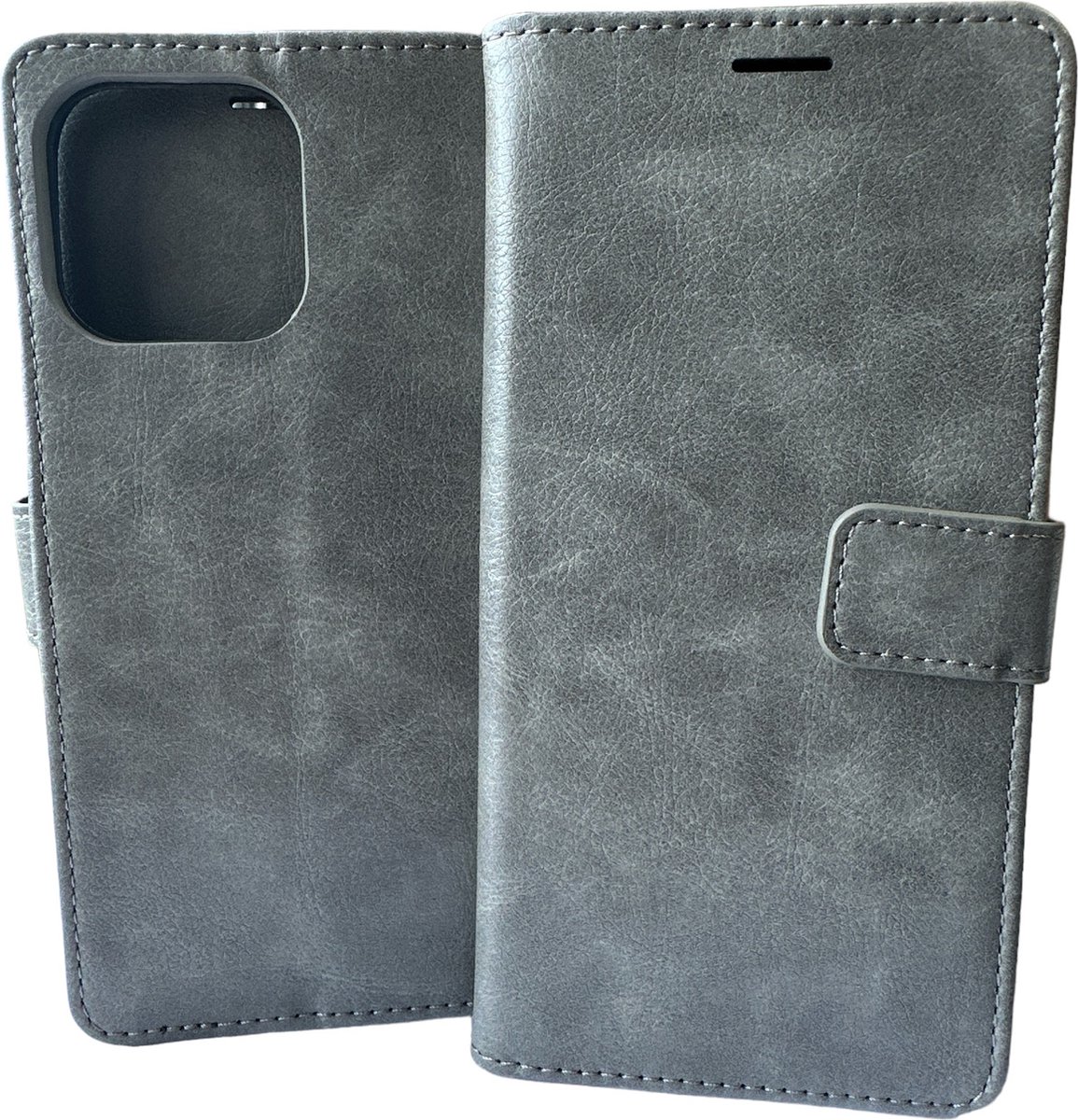 Portemonnee Book Case Hoesje Geschikt voor: iPhone 14 Pro - Grijs