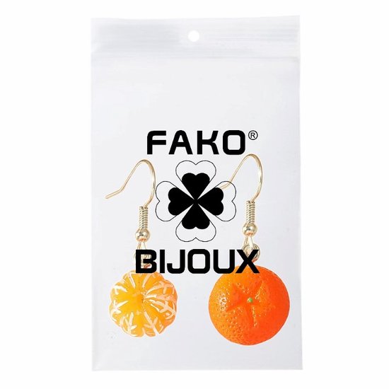 Fako Bijoux® - Oorbellen - Mandarijntje Met En Zonder Schil - Ø15mm - Oranje - Fako Bijoux®