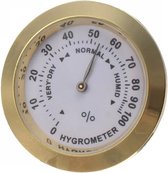 Hygrometer - analoog - goudkleurig - 37 mm groot - 9 mm dik - kleine hygrometer - vochtmeter