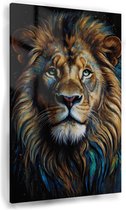 Tableau portrait lion - Décoration murale salon - Tableau lion - Décoration murale rurale - Verre acrylique - Décoration chambre - 80 x 120 cm 5mm