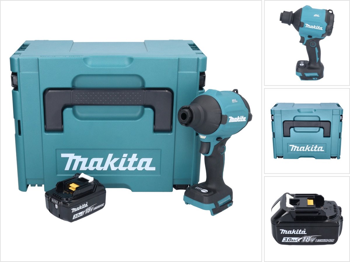 Makita DAS 180 F1J accu-blazer 18 V borstelloos + 1x accu 3,0 Ah + Makpac - zonder oplader