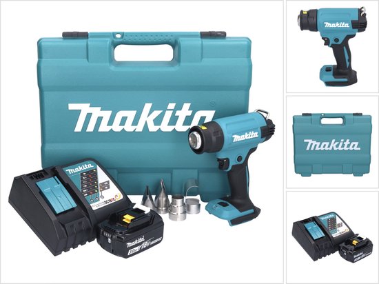 Foto: Makita dhg 181 rf1k snoerloos heteluchtpistool 18 v 150 550 c 1x oplaadbare accu 3 0 ah lader koffer