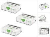 Festool 3 x Systainer T-LOC SYS 1 TL mallette à outils gris clair connectable (497563)