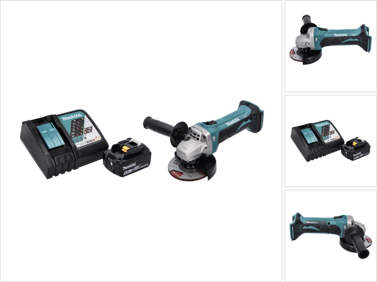 Makita DGA 452 RG1 accu haakse slijper 18 V 115 mm + 1x accu 6,0 Ah + oplader