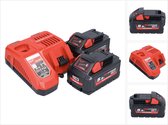 Milwaukee M18 NRG-552 Accu Starter Set Hoog Rendement 18 V + 2x accu 5.5 Ah ( 2x 4932464712 ) + M12-18 FC lader ( 4932451079 )