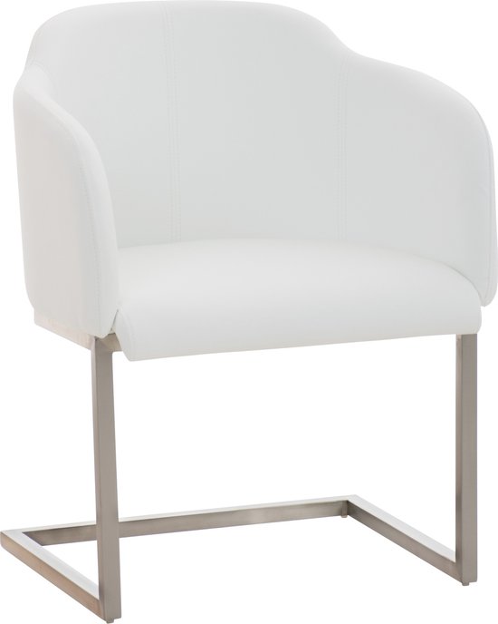 CLP Magnus Eetkamerstoel - Bezoekersstoel - Met armleuning - Kunstleer - wit
