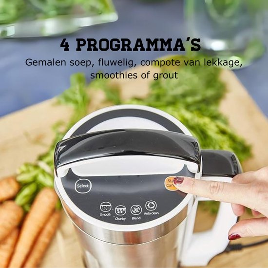 Soepmaker - Soupmaker Met 4 Programma’s - Soep Maker Met Automatische Geheugenfunctie - Blender Met 1,6 l Roestvrij Stalen Kan - 1150 W van Cenocco — afbeelding 3