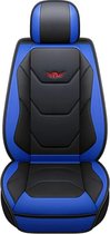 Mima® Autostoelhoes - Universeel - Luxe Stoelhoes Voor Auto - Autostoel Beschermhoes - Stoel Cover - PU Leer - Zwart-Blauw- Losse Hoofdsteun Cover - 1 Stuks
