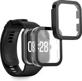 kwmobile 2x coque compatible avec Xiaomi Redmi Watch 4 - Housse pour tracker d'activité en verre trempé et cadre en plastique transparent / noir