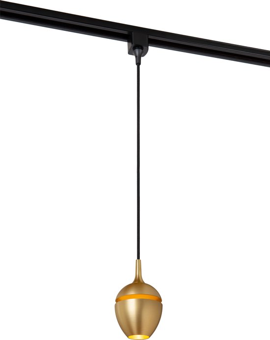 Lucide TRACK PRESTON Lampe à suspension - Système sur rail monophasé / Éclairage sur rail - 1xGU10 - Or Goud / Messing (Expansion)