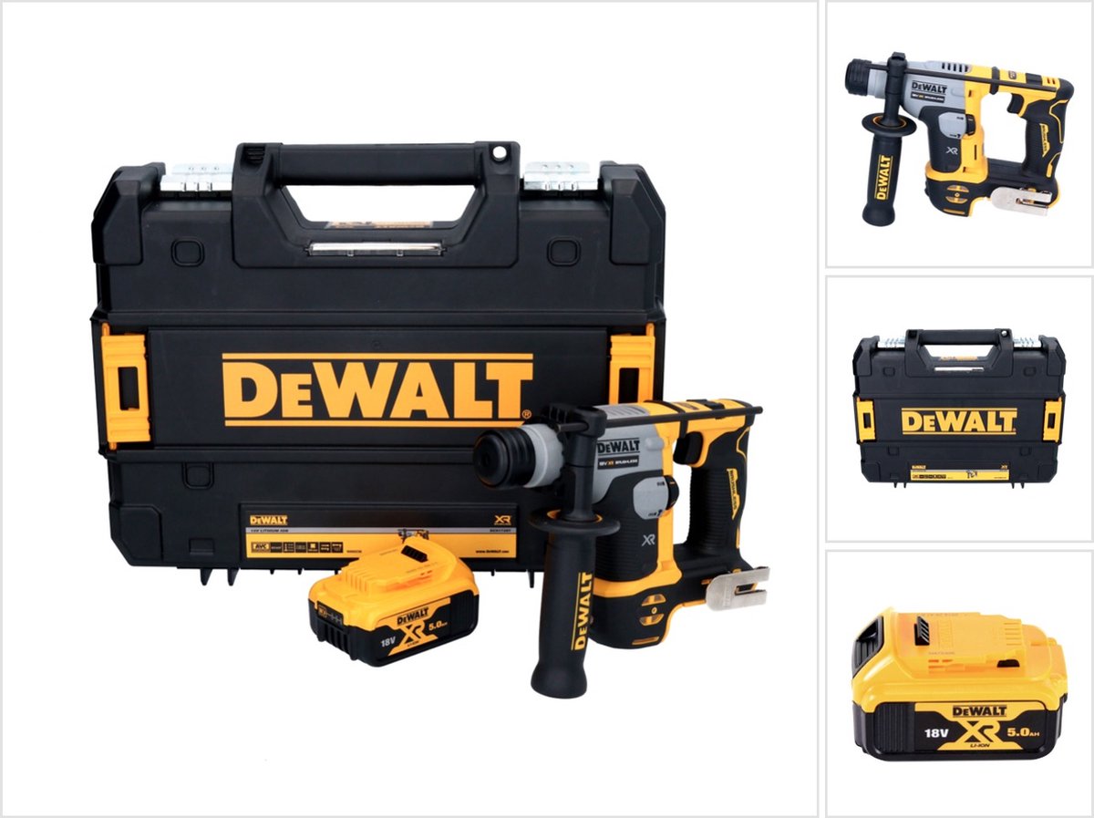 DeWalt DCH 172 Accuboormachine 18 V 16 mm 1,4 Joule SDS plus Brushless + 1x oplaadbare accu 5.0 Ah + TSTAK - zonder lader
