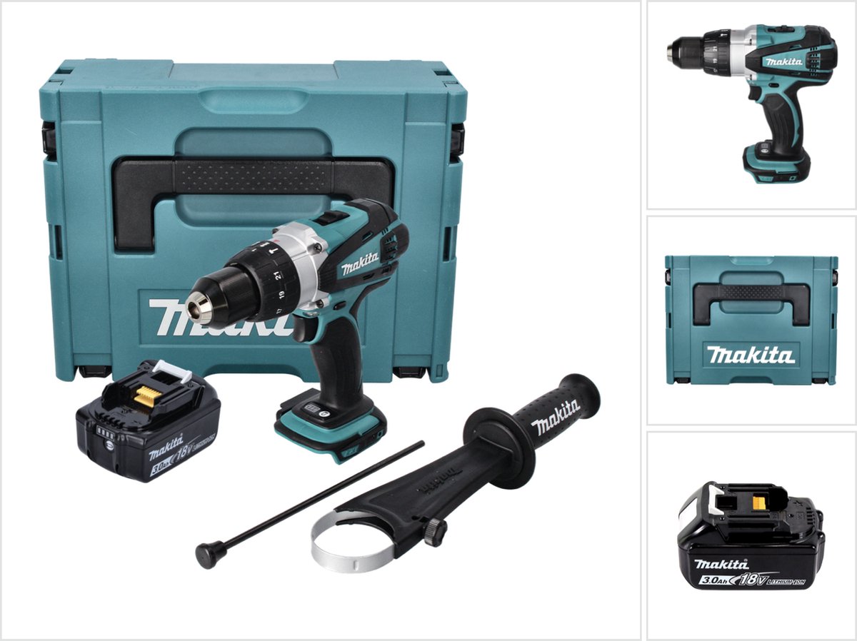 Makita DHP 458 F1J accu-klopboormachine 18 V 91 Nm + 1x accu 3,0 Ah + Makpac - zonder oplader