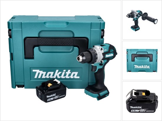 Makita DHP 486 T1J accu-klopboormachine 18 V 130 Nm borstelloos + 1x accu 5,0 Ah + Makpac - zonder oplader