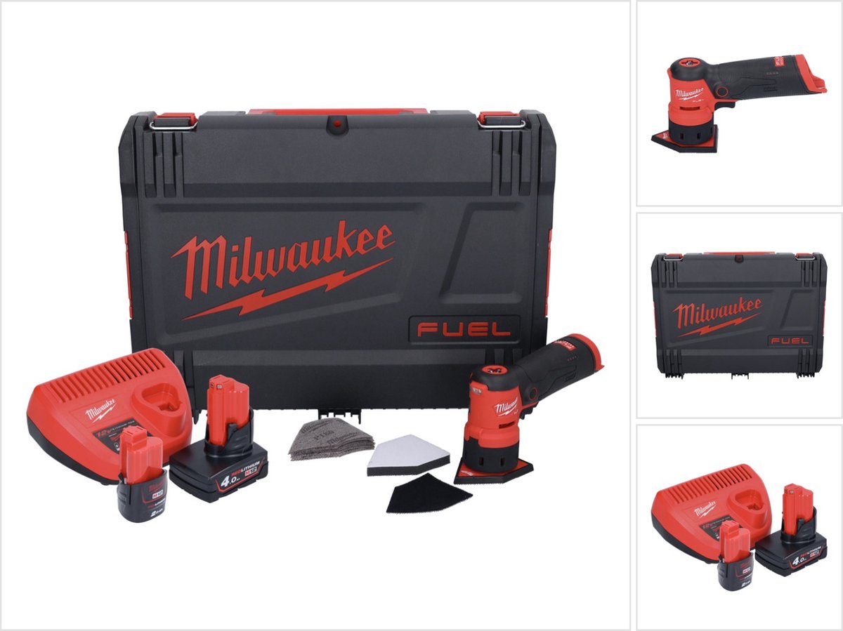 Milwaukee M12 FDSS-422X Accu Subcompacte Spot-schuurmachine 12V 2.0Ah/4.0Ah M12 FUEL™ in HD Box - 4933479681