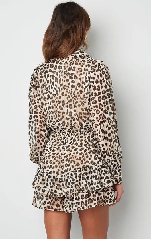 Jurk panter dream panter print stroken rok mini jurk beige dames maat L bol