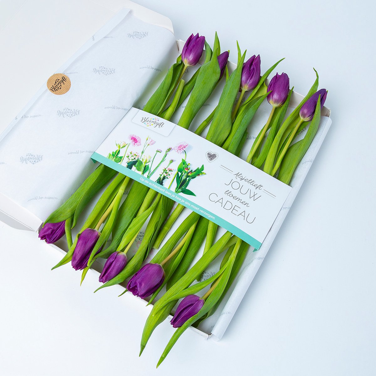 BloomGift | Brievenbus bloemen | Paarse tulpen | Vers van de kweker | 10 stelen