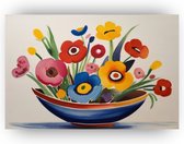 Bloemen in schaal aquarel - Waterverf schilderijen - Schilderijen canvas bloemen - Muurdecoratie industrieel - Schilderijen op canvas - Schilderijen - 90 x 60 cm 18mm
