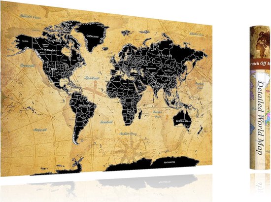 Wereldkaart om te Krassen - Kras Wereldkaart - 61 cm x 43 cm - Scratch