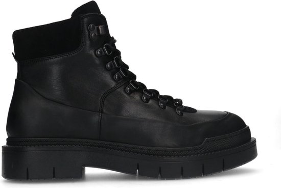 Sacha - Heren - Zwarte leren veterboots - Maat 44