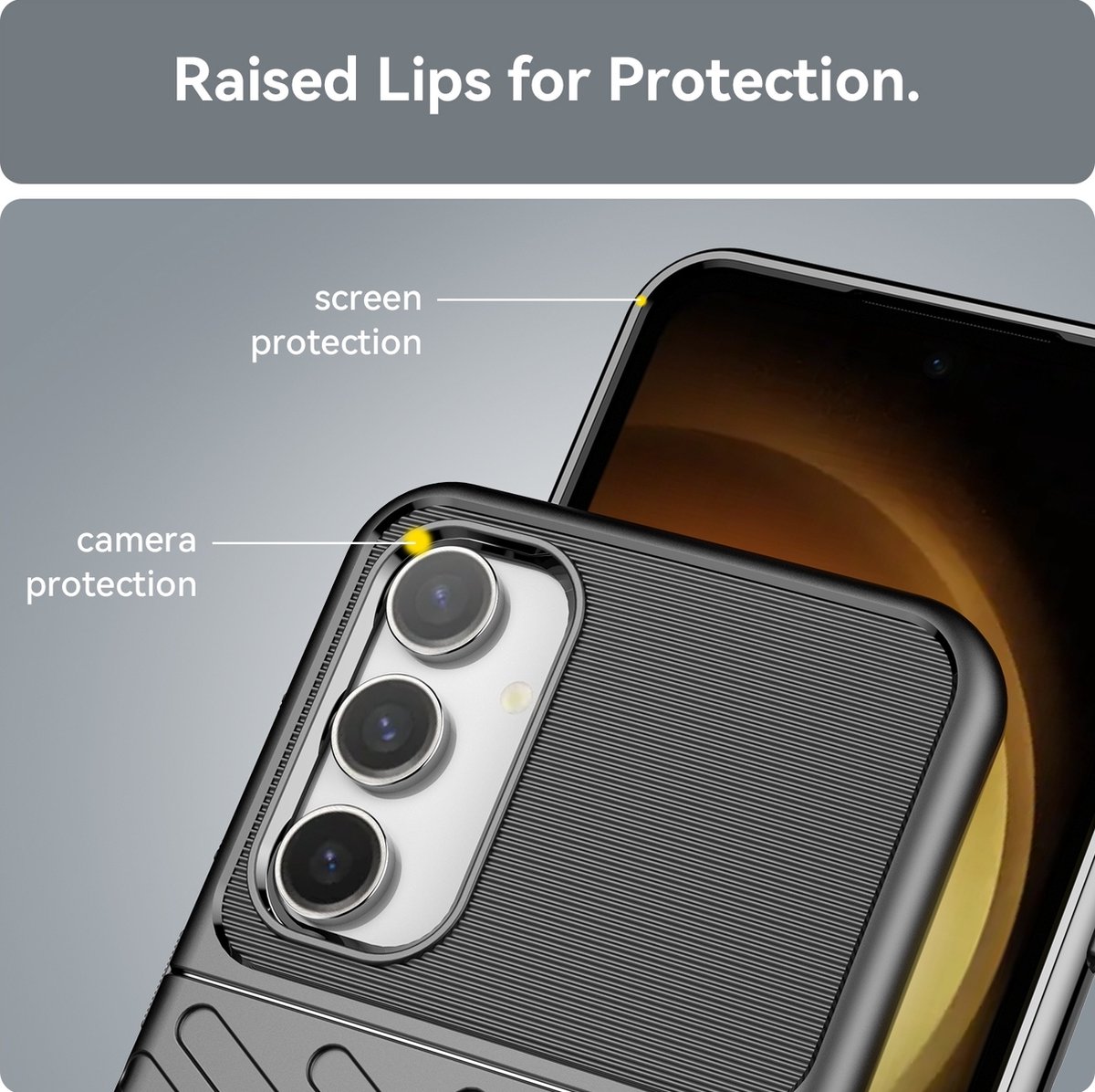 Mobigear Hoesje geschikt voor Samsung Galaxy S23 FE Telefoonhoesje Flexibel TPU | Mobigear Groove Backcover | Galaxy S23 FE Case | Back Cover - Zwart