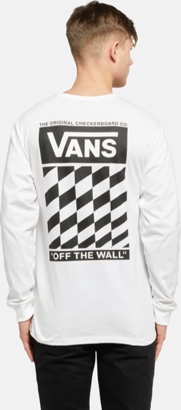 Vans MN Heren Longsleeve T-shirt met backprint (Maat S) Wit/Zwart - OTW Checkerboard