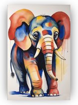 Baby olifant in waterverf poster - Kinderkamer wanddecoratie - Muurdecoratie aquarel - Vintage poster - Poster slaapkamer - Muurdecoratie - 50 x 70 cm