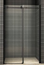 Saqu Roll Douchedeur - Schuifdeur Helder Nanoglas 140x200 cm - Mat Zwart - Veiligheidsglas
