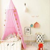 Bedhemel voor kinderen, muggennet van katoen om op te hangen, speel- en leestent voor binnen en buiten, decoratie voor bed / slaapkamer, bescherming tegen insecten (hoogte: 240 cm) roze