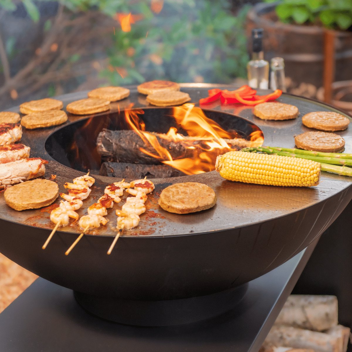RedFire Onyx Fire Bowl BBQ with Log Store - Ø 80 cm - Black